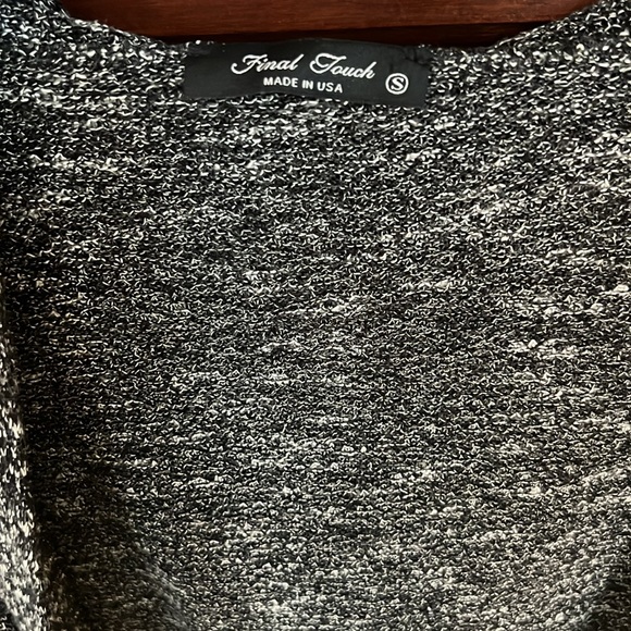 Final Touch Black and White Marled Hooded Open Cardigan NWOT - Picture 3 of 4